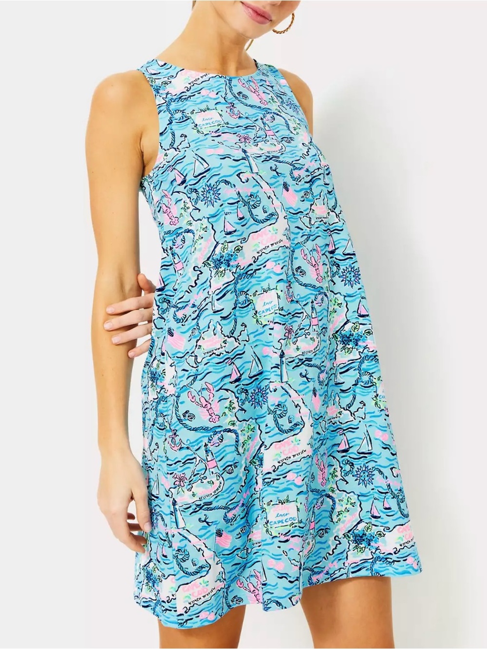 Brand New Lilly Pulitzer Kristen Swing Dress Bali Blue Lilly Loves Cape Cod - Picture 2 of 6